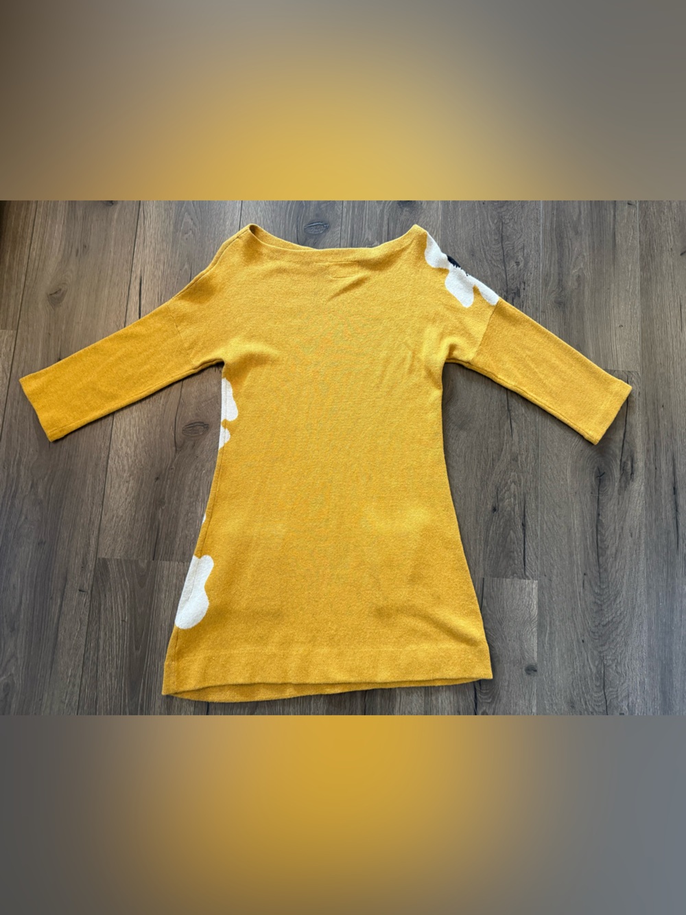 Anthropologie Field Flower Sweater Dress Small Mustard Floral Knit Boho Chic - Picture 2 of 9